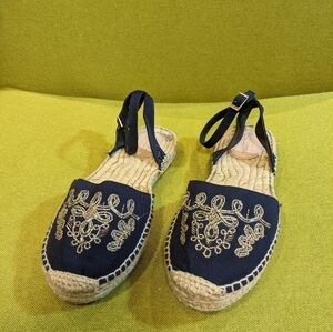 Oscar de la Renta Blue Espadrilles with Gold Embroidery – EU 41 / US 10